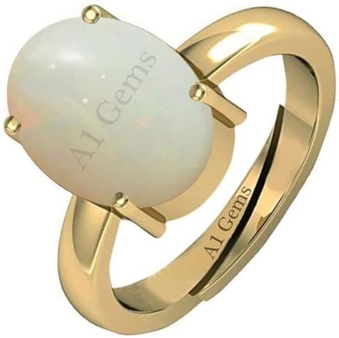 Panchdhatu Gold Plated Ring with Australian White Opal 11.25 Ratti / 10.00 Cat, AA+ Certified for Men Women Metal Opal in Kuwait