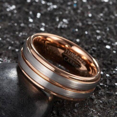Unisex 8mm Wide Architectural Wedding Band - Step Design with Brushed & Polished Contrast in Saudi Arabia