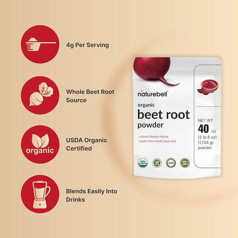 NatureBell Organic Beet Root Powder, 40 oz | Whole Beet Root Source – USDA Organic – Great for Vegan Shakes & Smoothies – Non-GMO, Gluten Free in Kuwait