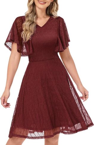 Wedtrend Women's Wedding Guest Dress Flutter Sleeves Cocktail Dresses Lace Semi Formal Dress in Saudi Arabia