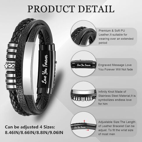 Braided Leather Men's Bracelet Gifts For Son,To My Son Bracelet With Stainless Steel Adjustable Buckle,Engraved Love You Forever Men's Jewelry For Christmas Birthday Gifts in Saudi Arabia