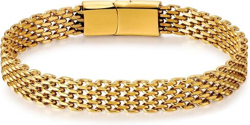 Bracelets for Men-Stainless Steel Magnetic Clasp Franco Chain Mens Bracelet in Kuwait