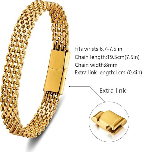 Bracelets for Men-Stainless Steel Magnetic Clasp Franco Chain Mens Bracelet in Kuwait