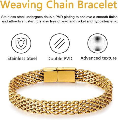Bracelets for Men-Stainless Steel Magnetic Clasp Franco Chain Mens Bracelet in Kuwait