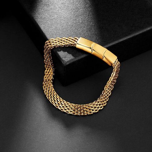 Bracelets for Men-Stainless Steel Magnetic Clasp Franco Chain Mens Bracelet in Kuwait