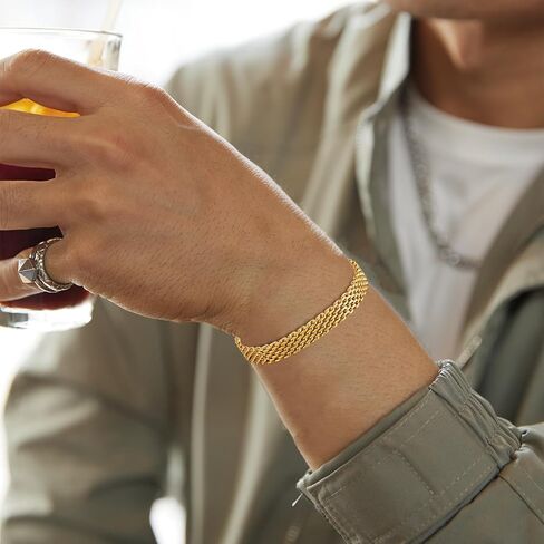 Bracelets for Men-Stainless Steel Magnetic Clasp Franco Chain Mens Bracelet in Kuwait