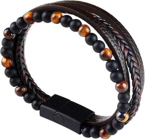Fashion layered PU Polyurethane bracelet, hand-woven punk style, suitable for wearing in casual, work and party occasions in Kuwait