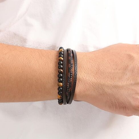 Fashion layered PU Polyurethane bracelet, hand-woven punk style, suitable for wearing in casual, work and party occasions in Kuwait