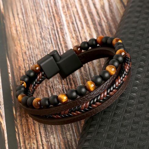 Fashion layered PU Polyurethane bracelet, hand-woven punk style, suitable for wearing in casual, work and party occasions in Kuwait