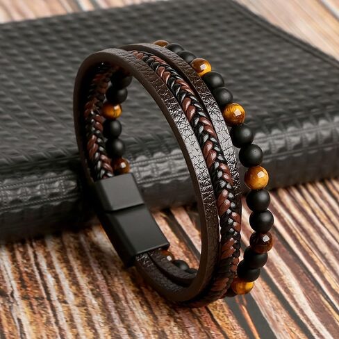 Fashion layered PU Polyurethane bracelet, hand-woven punk style, suitable for wearing in casual, work and party occasions in Kuwait