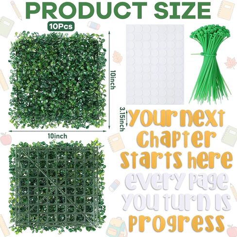 61 Pcs Artificial Grass Wall Panels for Classroom 10"x10" Boxwood Hedge Wall Panels with Letters Plant Motivational Classroom Greenery Backdrop for Back to School Blackboard Decoration in Saudi Arabia