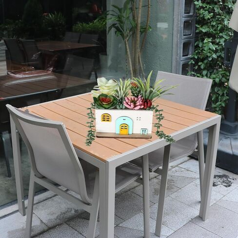 COTSEN 7.9 Inch Artificial Succulent Plants Wooden House Shape Potted Plants Gardening Gifts Fake Succulents for Home Office Indoor Outdoor Decor in Saudi Arabia