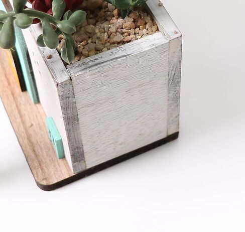COTSEN 7.9 Inch Artificial Succulent Plants Wooden House Shape Potted Plants Gardening Gifts Fake Succulents for Home Office Indoor Outdoor Decor in Saudi Arabia
