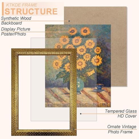 KTKDE 4x6 Picture Frame Set of 4, Ornate Vintage Gold Photo Frames with Real Glass 4 x 6 Antique Photo Frame for Wall Decor or Tabletop Display Retro Home Decor best gift in Saudi Arabia