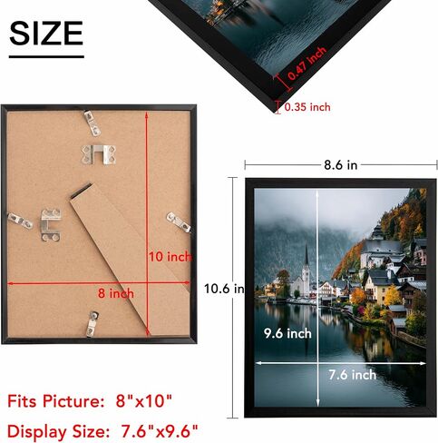 8x10 Picture Frames Set of 2, Black 8 x 10 Photo Frame with HD Plexiglas, Wall or Tabletop Display for Home and Office in Saudi Arabia