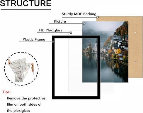 8x10 Picture Frames Set of 2, Black 8 x 10 Photo Frame with HD Plexiglas, Wall or Tabletop Display for Home and Office in Saudi Arabia