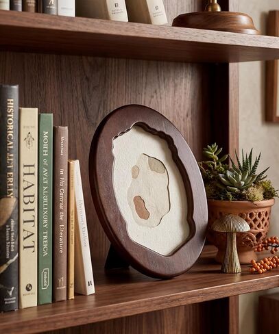 Afuly 5x7 Oval Picture Frame Vintage Brown Photo Frames 5x7 Mid Century Modern Decor Picture Frames for Wall Hanging or Tabletop Living Room Decor Mothers Day Gift for Women Mom in Saudi Arabia