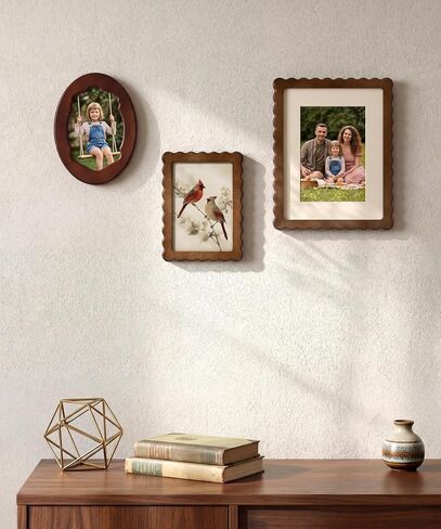 Afuly 5x7 Oval Picture Frame Vintage Brown Photo Frames 5x7 Mid Century Modern Decor Picture Frames for Wall Hanging or Tabletop Living Room Decor Mothers Day Gift for Women Mom in Saudi Arabia