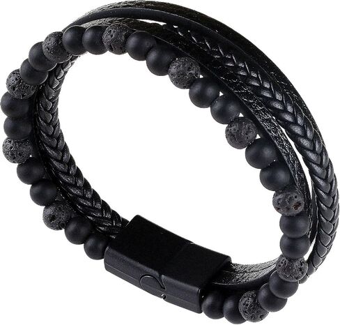 Fashion layered PU Polyurethane bracelet, hand-woven punk style, suitable for wearing in casual, work and party occasions in Kuwait