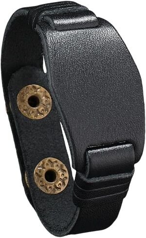 Vintage Wide Cowhide Leather Print Pattern Cuff Bracelet Retro Adjustable Handmade Genuine Leather Wrap Wristband Bangle with Snap Button for Men Women Halloween Costume Party in Saudi Arabia