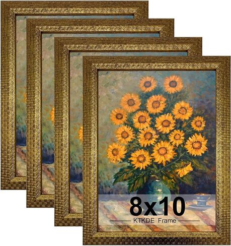 KTKDE 4x6 Picture Frame Set of 4, Ornate Vintage Gold Photo Frames with Real Glass 4 x 6 Antique Photo Frame for Wall Decor or Tabletop Display Retro Home Decor best gift in Saudi Arabia