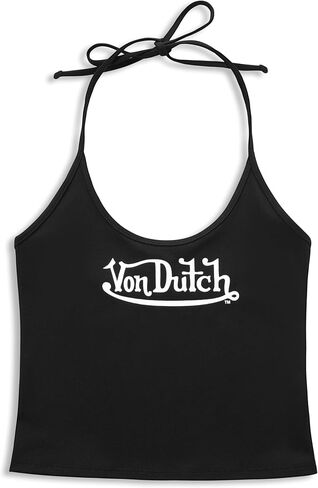 Von Dutch Women's Active Halter Top — Y2K Cropped Workout Tank with Stretch Fit for Gym and Athleisure in Saudi Arabia
