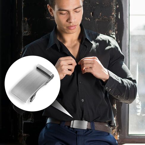 QfwdfcTrenz 35mm Ratchet Belt Buckle Only for 1 3/8 Slide Belt Strap Automatic Leather Belts Buckle Replacement, Matte Silver in Saudi Arabia
