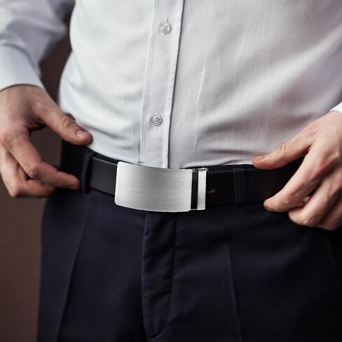 QfwdfcTrenz 35mm Ratchet Belt Buckle Only for 1 3/8 Slide Belt Strap Automatic Leather Belts Buckle Replacement, Matte Silver in Saudi Arabia
