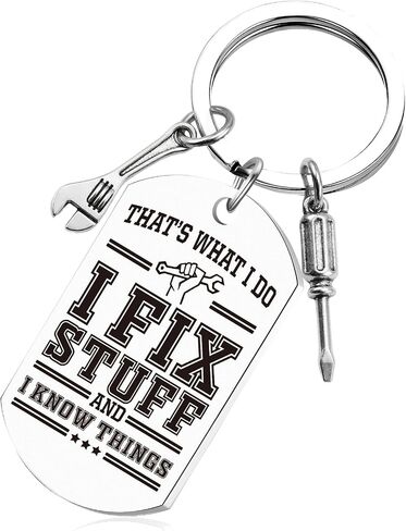 Dad Keychain Gifts for Men - Fix Stuff and I Know Things Keychain, Cool Fathers Day Birthday Christmas Gift Ideas for Dad Husband Grandpa, Gift for Man Mechanic Handyman Engineers in Saudi Arabia