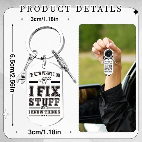 Dad Keychain Gifts for Men - Fix Stuff and I Know Things Keychain, Cool Fathers Day Birthday Christmas Gift Ideas for Dad Husband Grandpa, Gift for Man Mechanic Handyman Engineers in Saudi Arabia