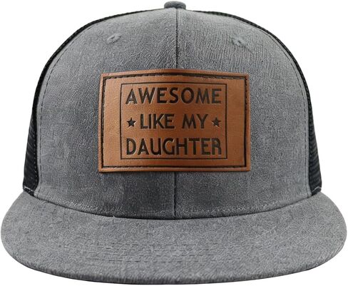 Funny Awesome Like My Daughter Trucker Hat, Vintage Cotton Dad Leather Patch Baseball Cap for Men in Kuwait
