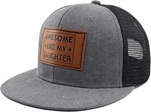 Funny Awesome Like My Daughter Trucker Hat, Vintage Cotton Dad Leather Patch Baseball Cap for Men in Kuwait