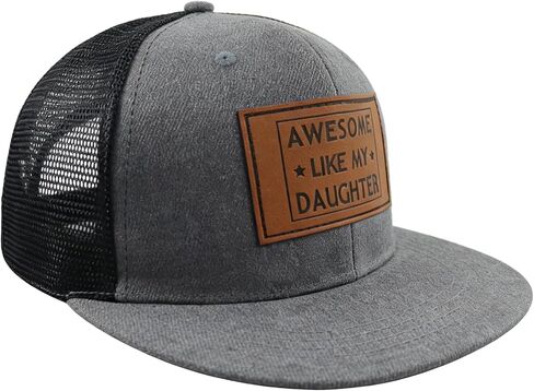 Funny Awesome Like My Daughter Trucker Hat, Vintage Cotton Dad Leather Patch Baseball Cap for Men in Kuwait