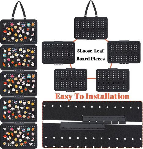 Hanging Enamel Pin Collection Display Panel, Detachable Brooch Pin Pages with 5 Loose leaf Board Pieces Badge Collection Display Holder Enamel Pin Organizer Display Case at Least 180 Pins in Saudi Arabia