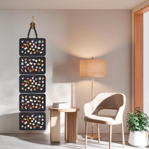 Hanging Enamel Pin Collection Display Panel, Detachable Brooch Pin Pages with 5 Loose leaf Board Pieces Badge Collection Display Holder Enamel Pin Organizer Display Case at Least 180 Pins in Saudi Arabia