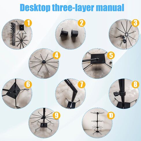 COMNICO Rotating Jewelry Display Stand with 200 Pcs Bracelet Display Cards, 3 Tier Metal Adjustable Jewelry Displays Rack with Hooks for Necklace Earrings Key Rings Hats Socks in Kuwait