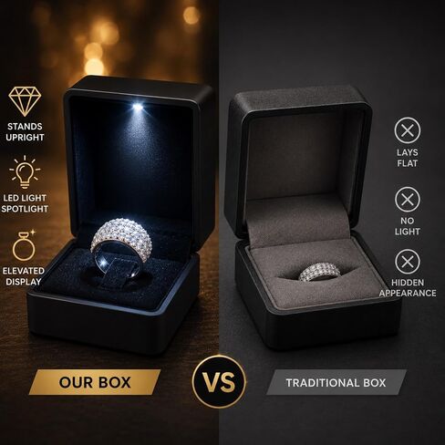 LED Ring Box with Upright Display – Luxury Light Up Ring Box for Engagement, Proposal, Wedding & Gifts. in Kuwait