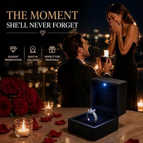 LED Ring Box with Upright Display – Luxury Light Up Ring Box for Engagement, Proposal, Wedding & Gifts. in Kuwait