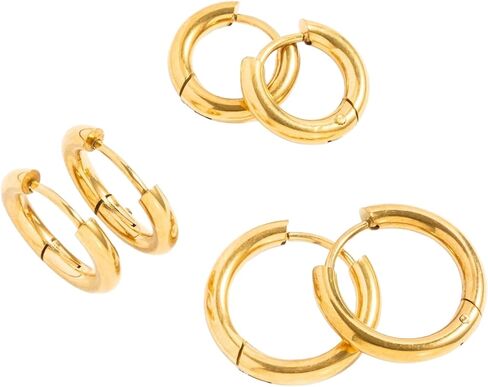 Endless Hoops - classic earrings, Gold, hypoallergenic, all-day comfort for sensitive ears, in Kuwait