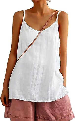 Chvity Womens Camisole Tank Tops Causal V-Neck Sleeveless Tops Summer Loose Fit Spaghetti Strap Cami Shirts in Saudi Arabia