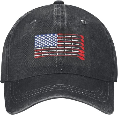 American Flag Golf Baseball Cap for Men Women,Adjustable Golfing Hat,Washed Vintage Cotton Denim Distressed Hat,Golf Gifts in Saudi Arabia