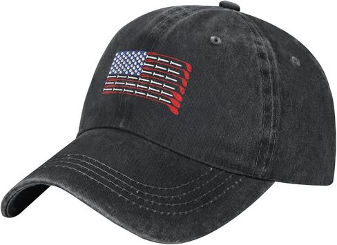 American Flag Golf Baseball Cap for Men Women,Adjustable Golfing Hat,Washed Vintage Cotton Denim Distressed Hat,Golf Gifts in Saudi Arabia