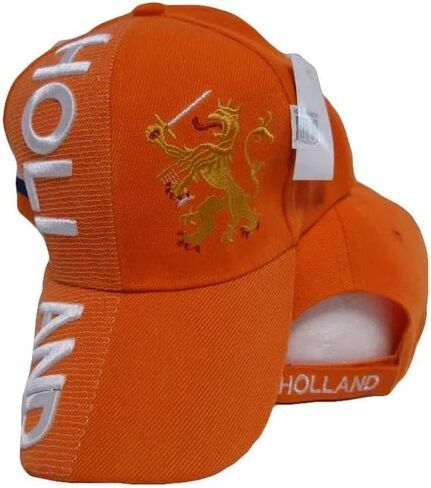 Holland Netherlands Country Letters Flag Orange Hat Cap 3D Embroidered in Saudi Arabia