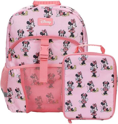 مجموعة حقيبة ظهر للأطفال وصندوق غداء كلاسيكي من Bioworld Minnie Mouse مكونة من قطعتين مقاس 16 بوصة للمدرسة والسفر in Kuwait