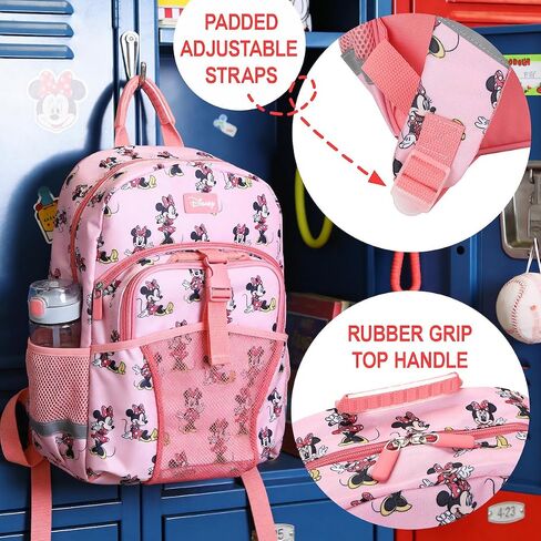 مجموعة حقيبة ظهر للأطفال وصندوق غداء كلاسيكي من Bioworld Minnie Mouse مكونة من قطعتين مقاس 16 بوصة للمدرسة والسفر in Kuwait