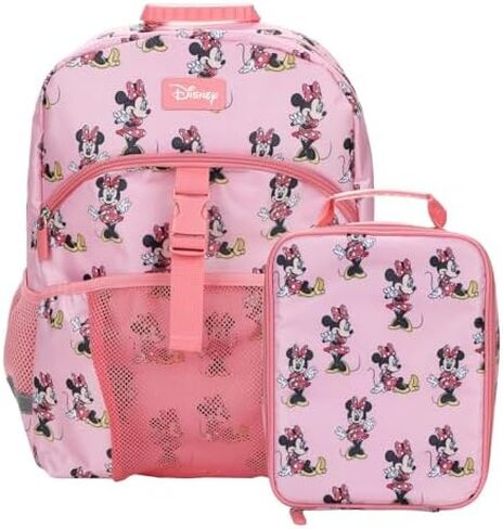 مجموعة حقيبة ظهر للأطفال وصندوق غداء كلاسيكي من Bioworld Minnie Mouse مكونة من قطعتين مقاس 16 بوصة للمدرسة والسفر in Kuwait