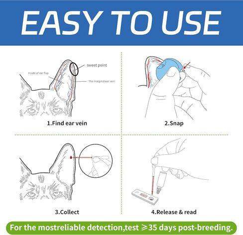 Dog Pregnancy Test Kit, Needle-Free Painless At Home Detection, 98% High Accuracy, Fast & Safe Canine Pregnancy Test for Dogs in Kuwait