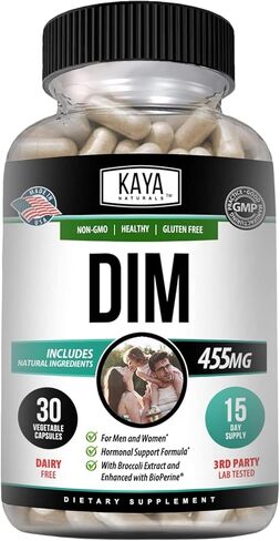 كايا ناتشورالز DIM Ultra (30 كبسولة) | ملحق DIM للنساء والرجال | كبسولات نباتية بخلاصة البروكلي والبيوبيرين | مكمل عشبي لدعم الهرمونات وحب الشباب وانقطاع الطمث والبروستاتا in Kuwait