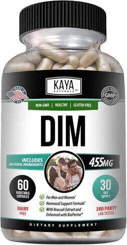 كايا ناتشورالز DIM Ultra (30 كبسولة) | ملحق DIM للنساء والرجال | كبسولات نباتية بخلاصة البروكلي والبيوبيرين | مكمل عشبي لدعم الهرمونات وحب الشباب وانقطاع الطمث والبروستاتا in Kuwait