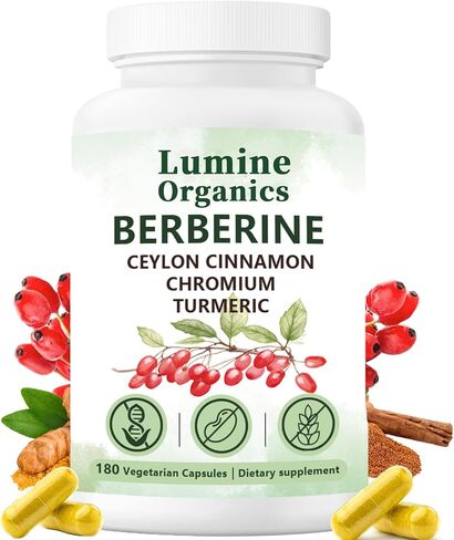 1PCSLumine Organics Berberine, Berberine 4 in 1 Complex,Vegan, Non-GMO,180 Capsules (1PCS) in Saudi Arabia